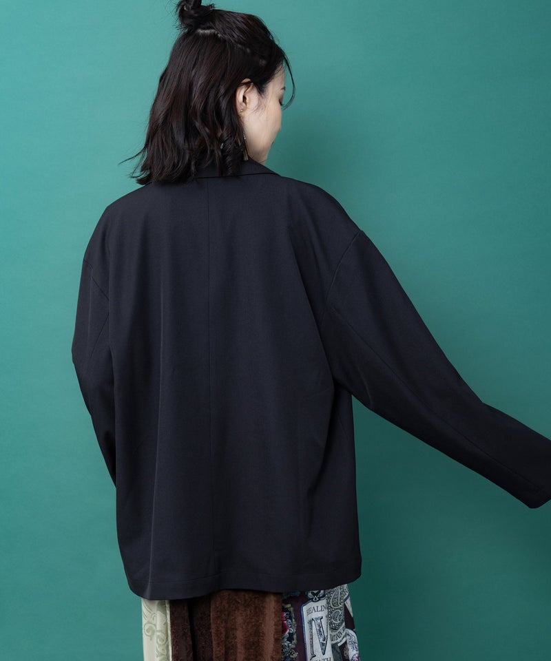 アップリケ刺繍 無地orチェック テーラードジャケット-12