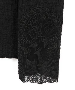 チェス柄袖レース付き ハイネックシャーリングTシャツ-12