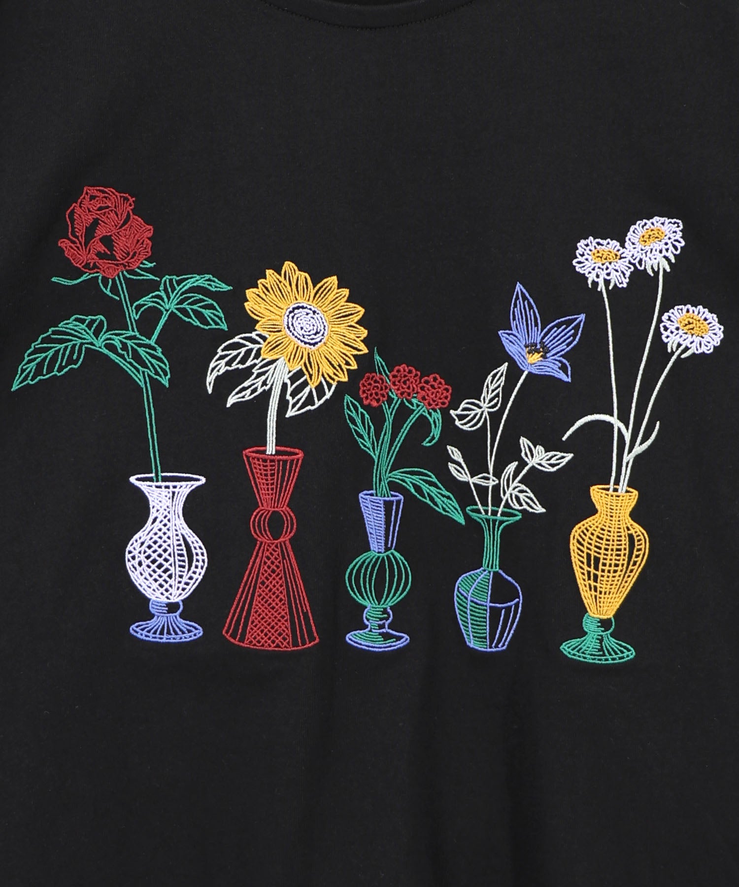 563228：花瓶の花刺繍 袖レース付きプルオーバーの通販-ScoLar