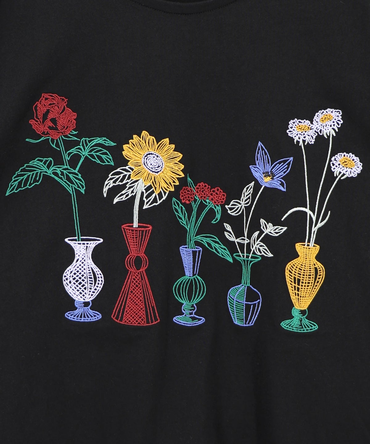 花瓶の花刺繍 袖レース付きプルオーバー-9