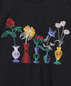 花瓶の花刺繍 袖レース付きプルオーバー-9