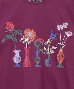 花瓶の花刺繍 袖レース付きプルオーバー-11