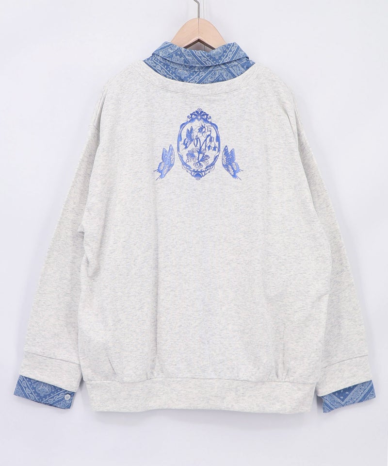 後ろ刺繍 レイヤード風カーディガン-9