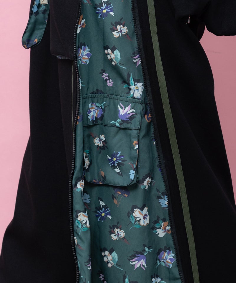 花柄切替 ジャージ風ワイドパンツ-9