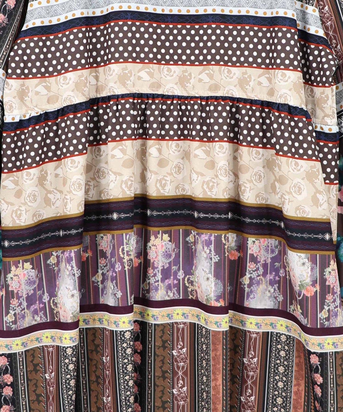 クラシカルローズ パッチワーク風柄シャツワンピ-12