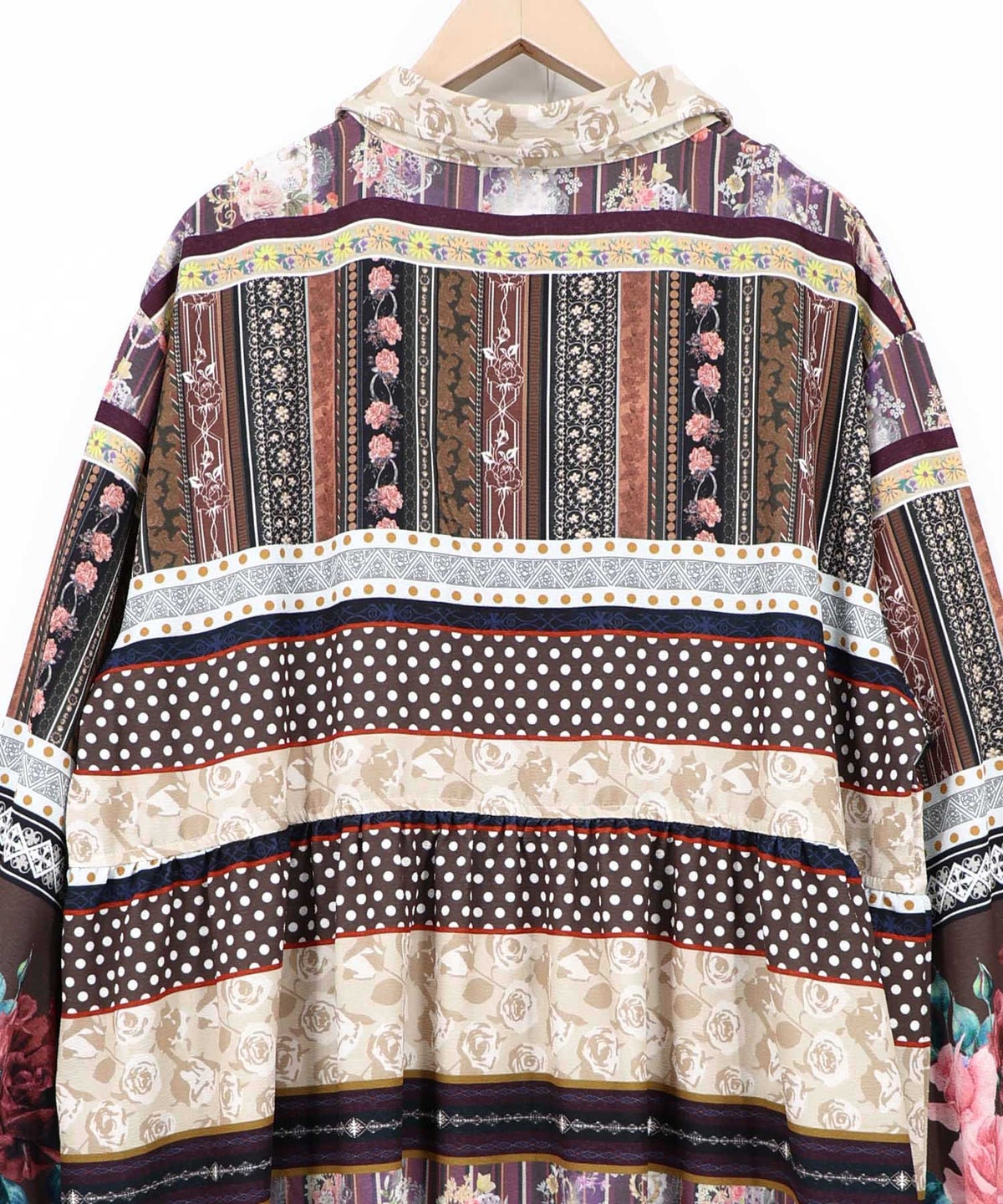 クラシカルローズ パッチワーク風柄シャツワンピ-16