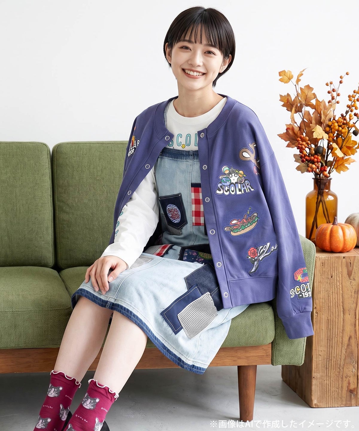 ワッペン風刺繍 2wayカーディガン-1