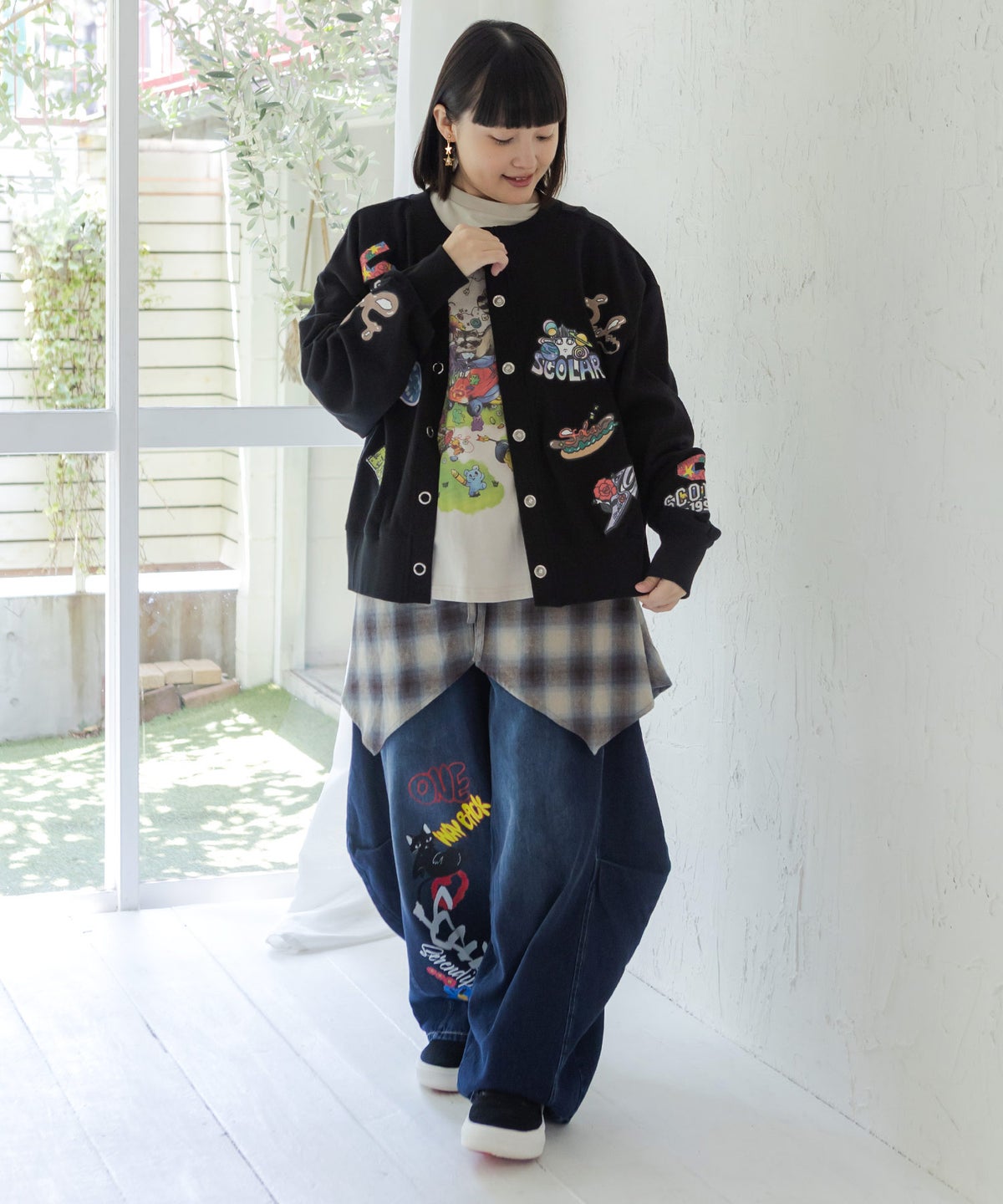 ワッペン風刺繍 2wayカーディガン-2