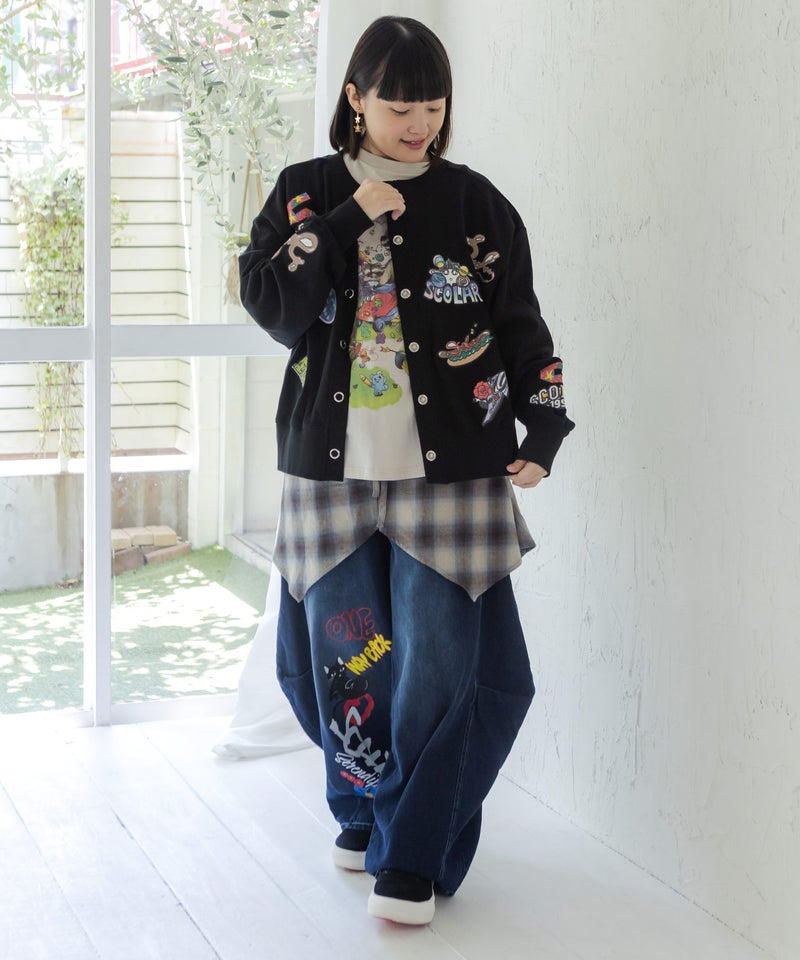 ワッペン風刺繍 2wayカーディガン-2