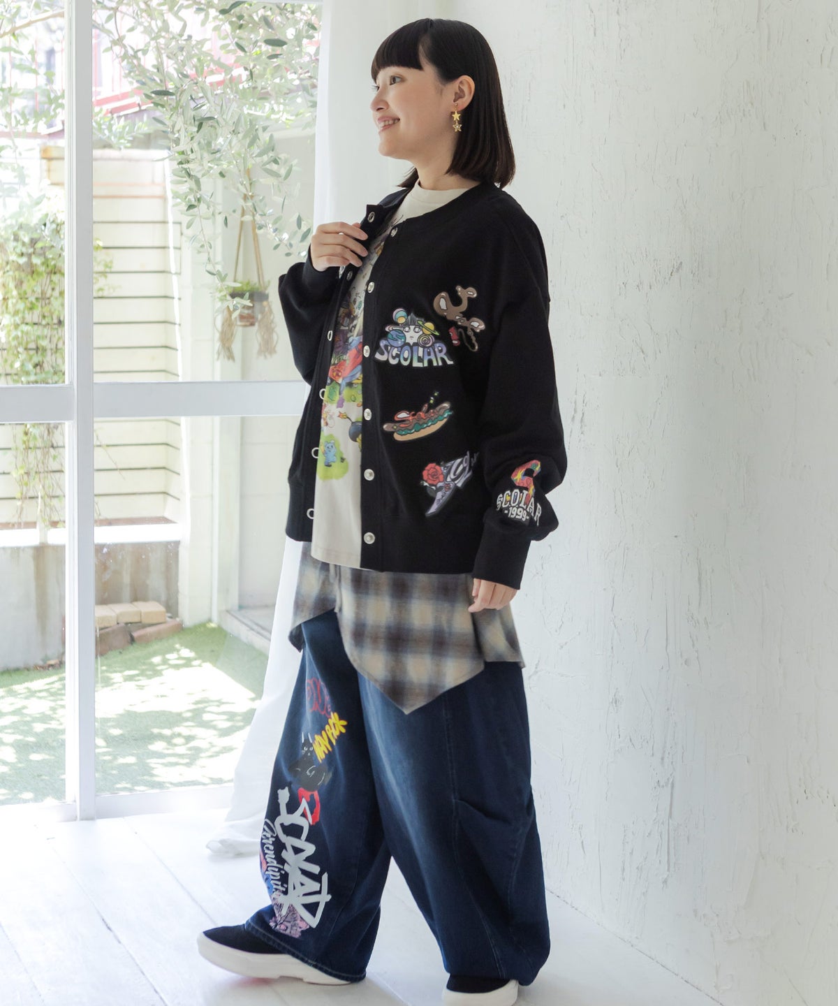 ワッペン風刺繍 2wayカーディガン-3