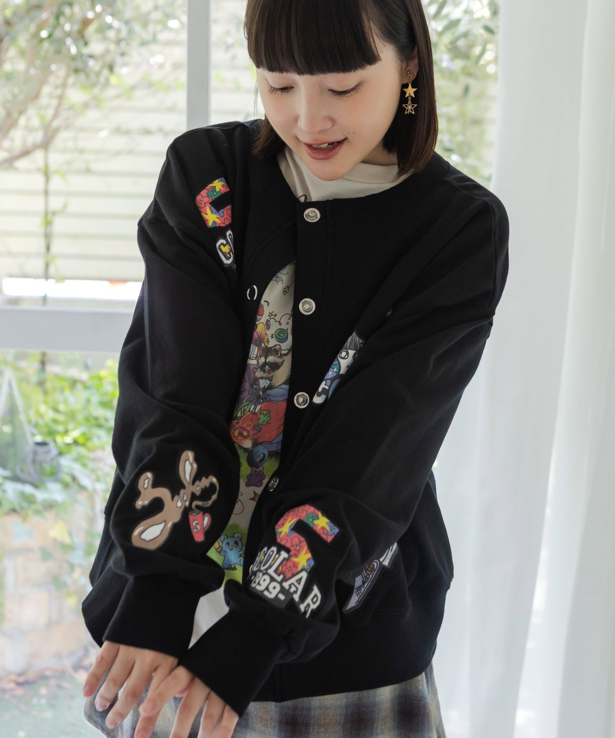 ワッペン風刺繍 2wayカーディガン-4