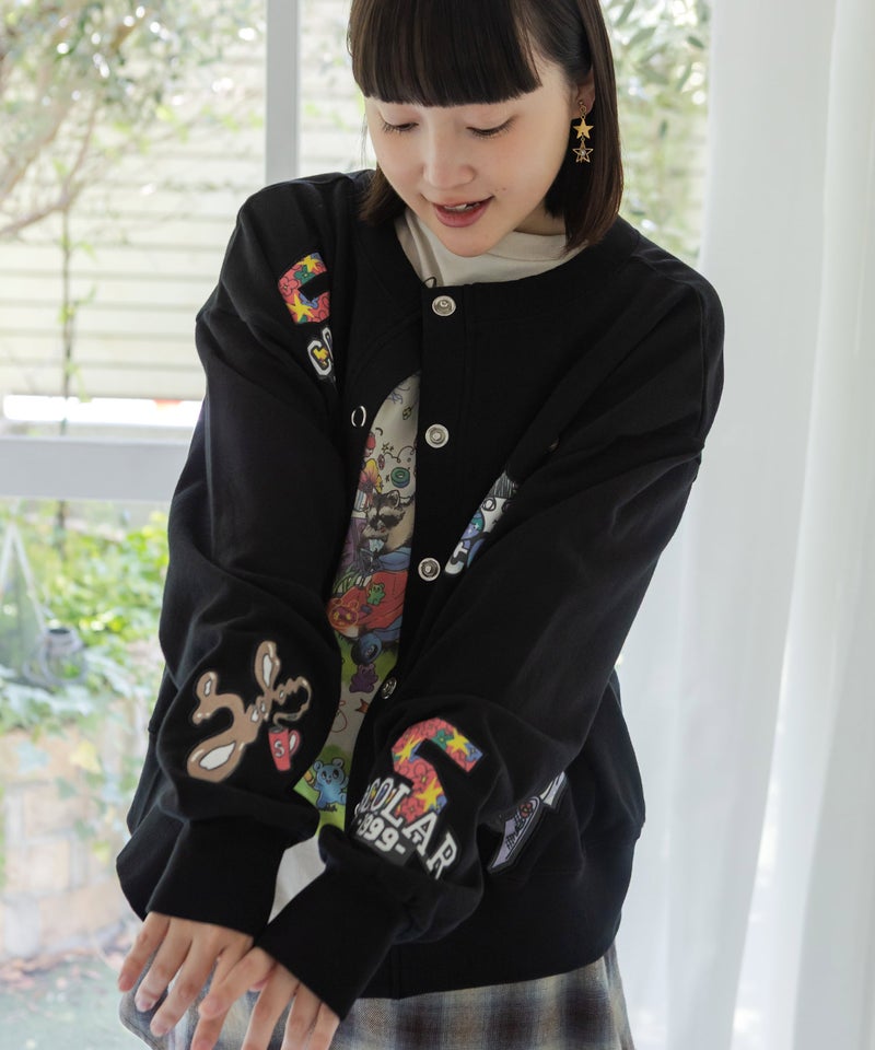 ワッペン風刺繍 2wayカーディガン-4