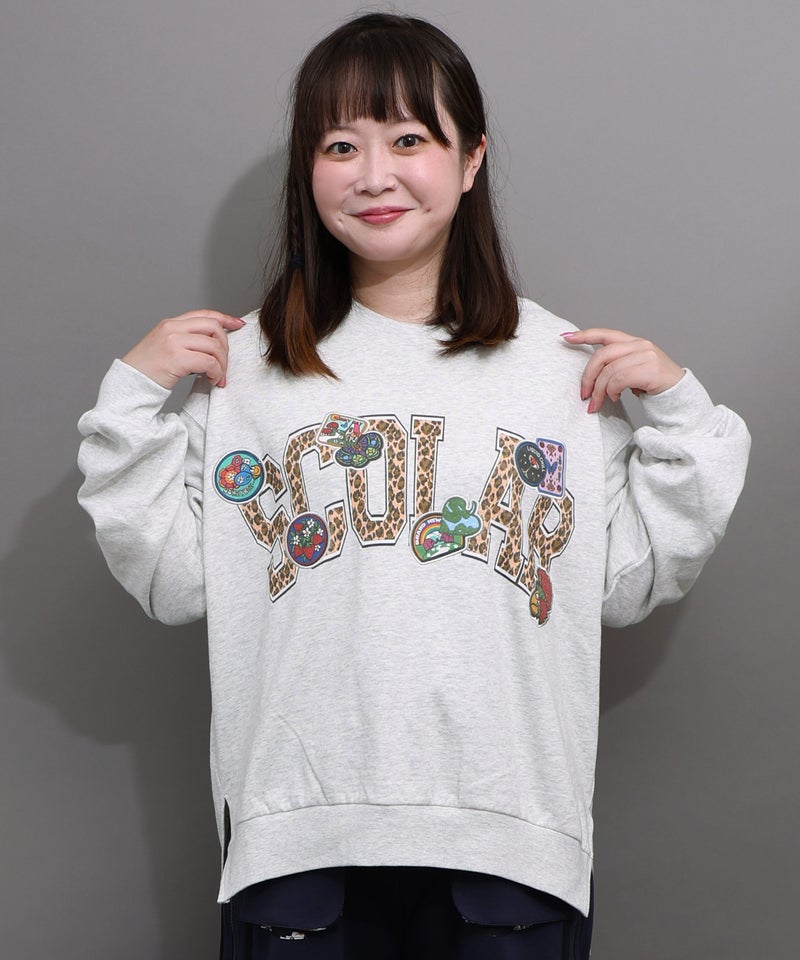 ワッペン風刺繍 レオパードロゴプルオーバー-3