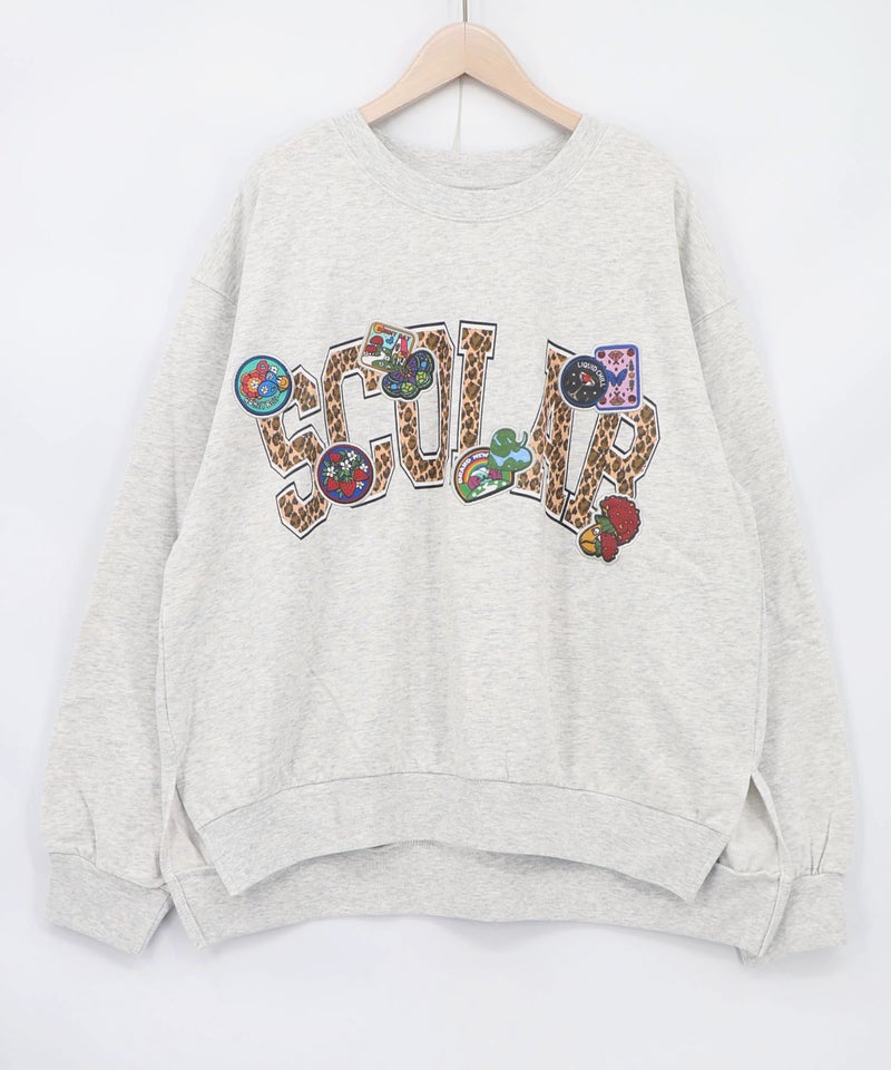 ワッペン風刺繍 レオパードロゴプルオーバー-10