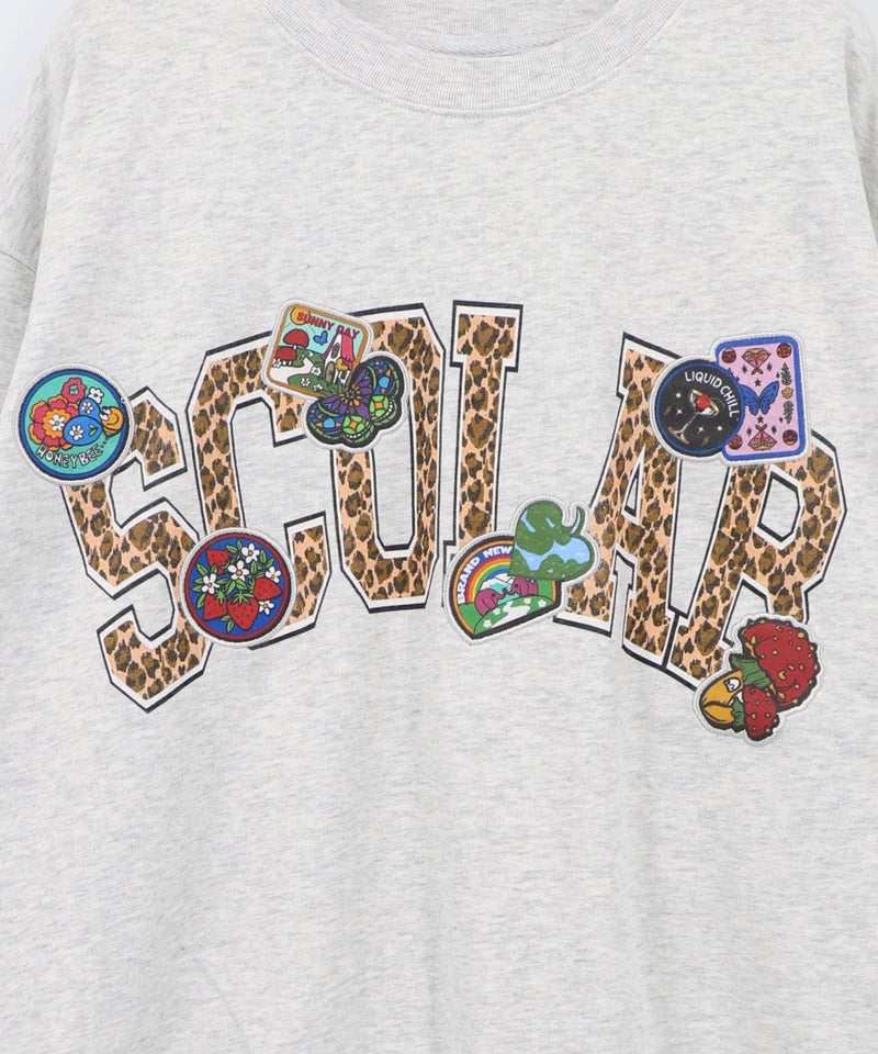 ワッペン風刺繍 レオパードロゴプルオーバー-11