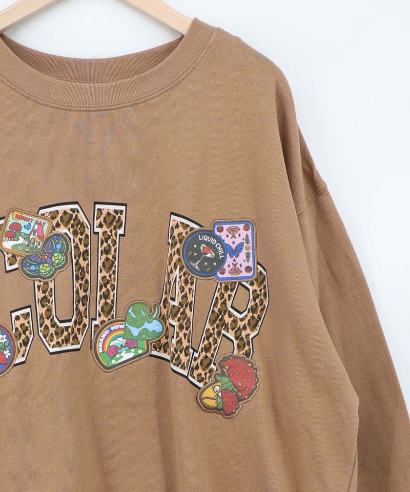 ワッペン風刺繍 レオパードロゴプルオーバー-17