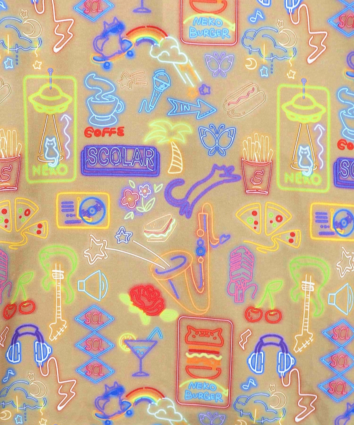 ネオン総柄 ポリワッシャーシャツ-13