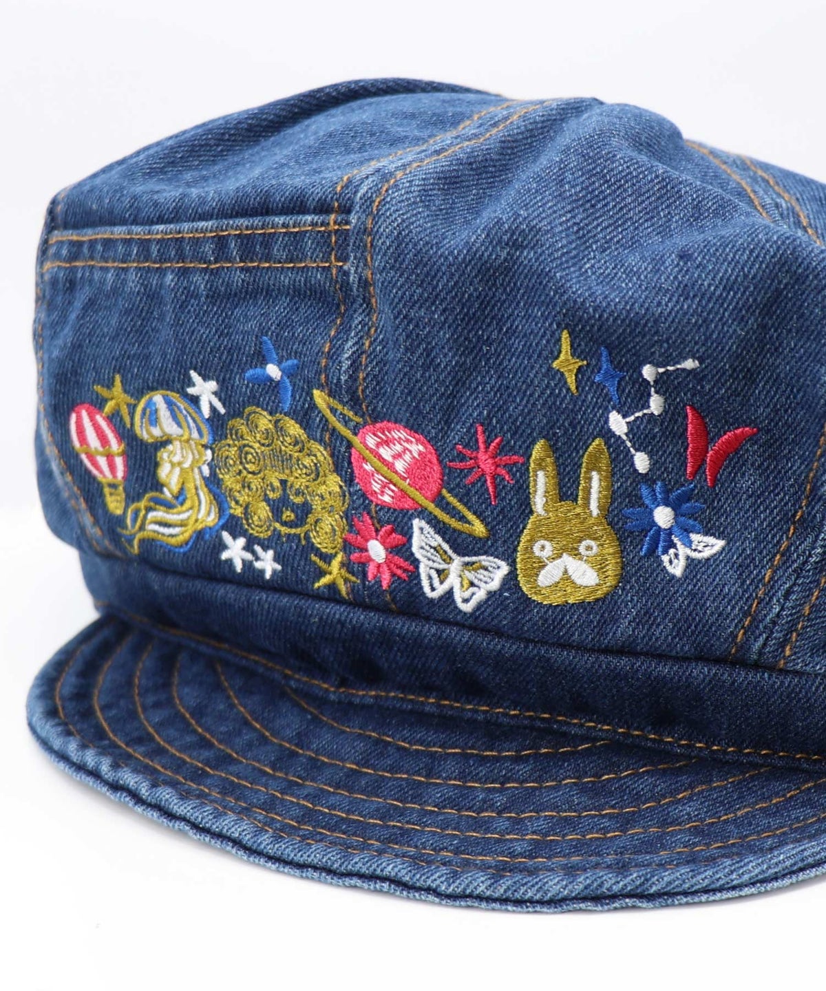 刺繍入りデニムキャスケット-5
