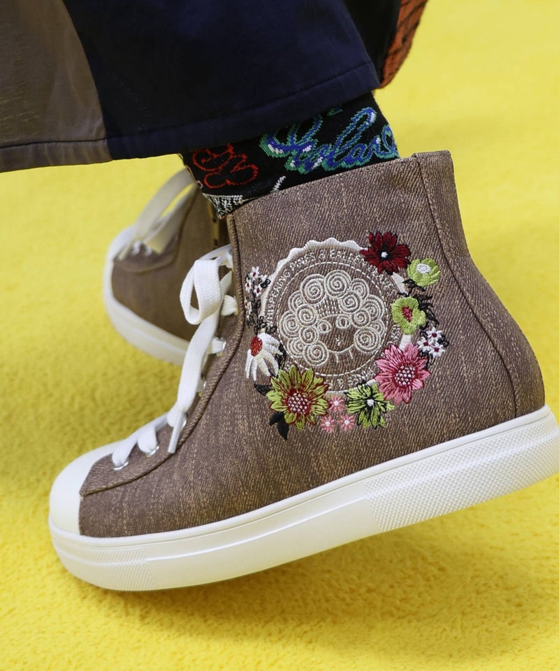 エンブレム風スカラーちゃん刺繍 ハイカットスニーカー-7