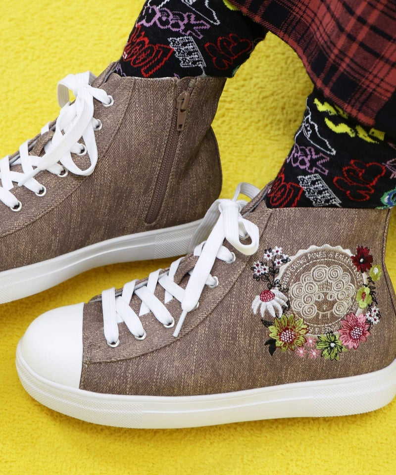 エンブレム風スカラーちゃん刺繍 ハイカットスニーカー-9