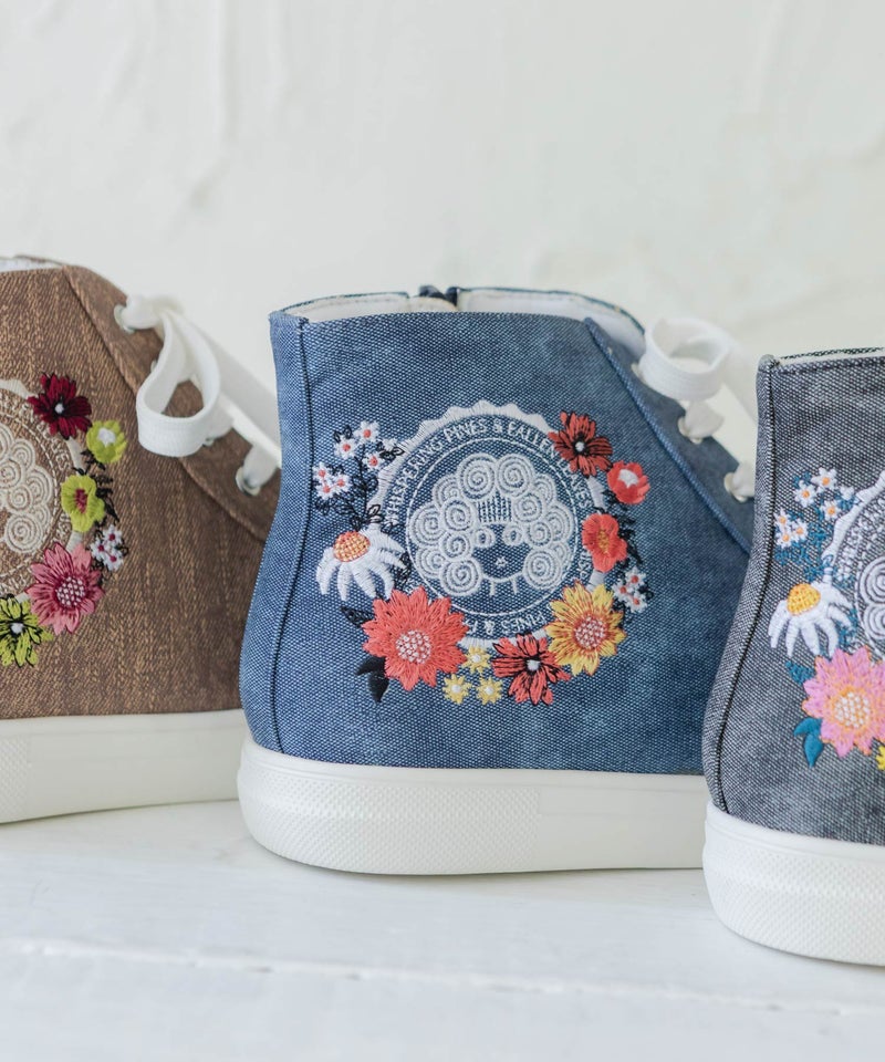 エンブレム風スカラーちゃん刺繍 ハイカットスニーカー-31