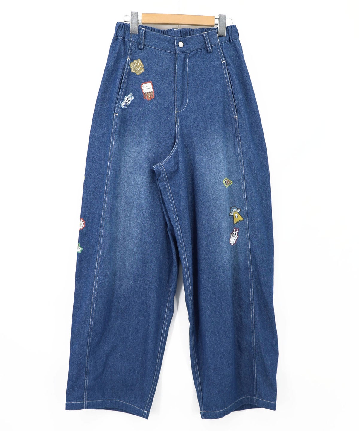 シールぺたぺた風プリント デニムパンツ-21