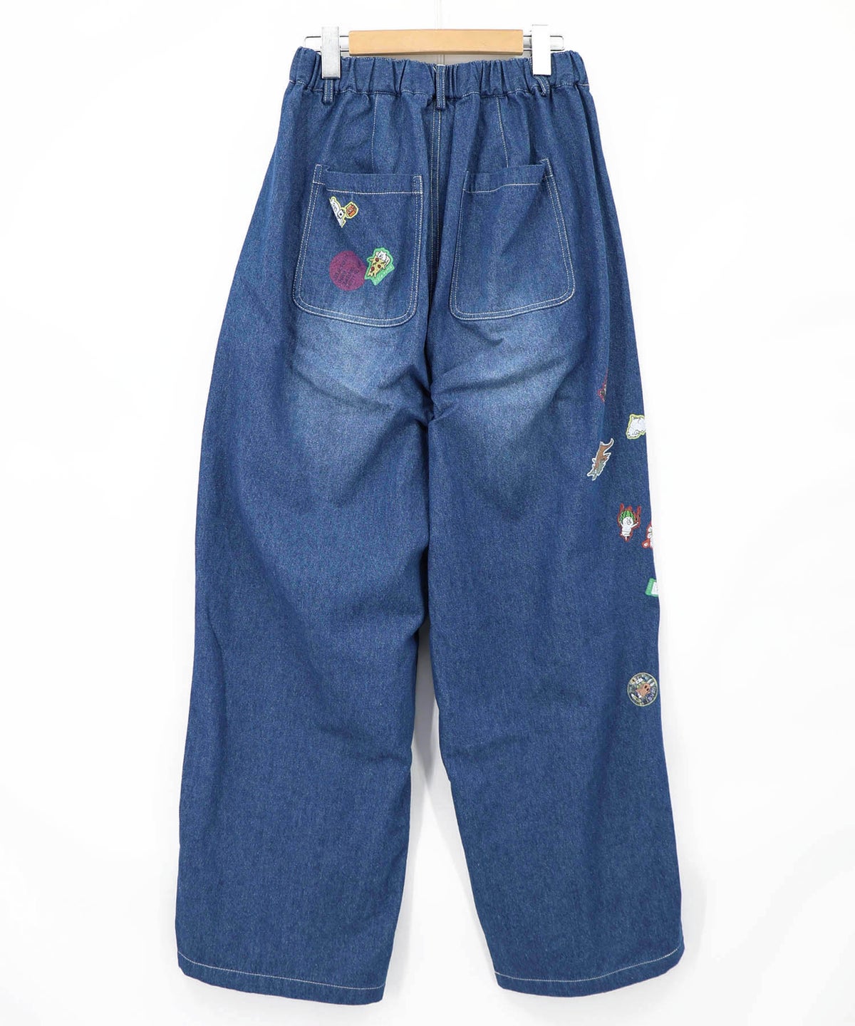 シールぺたぺた風プリント デニムパンツ-22