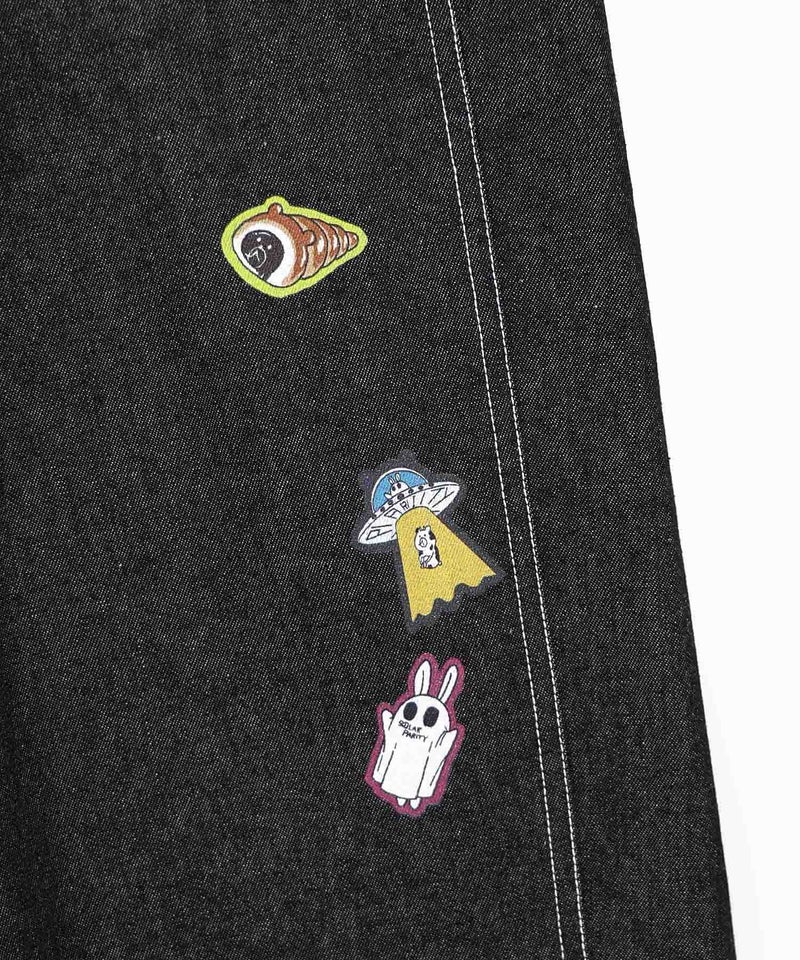 シールぺたぺた風プリント デニムパンツ-26