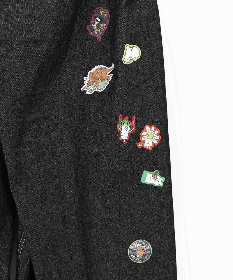 シールぺたぺた風プリント デニムパンツ-30