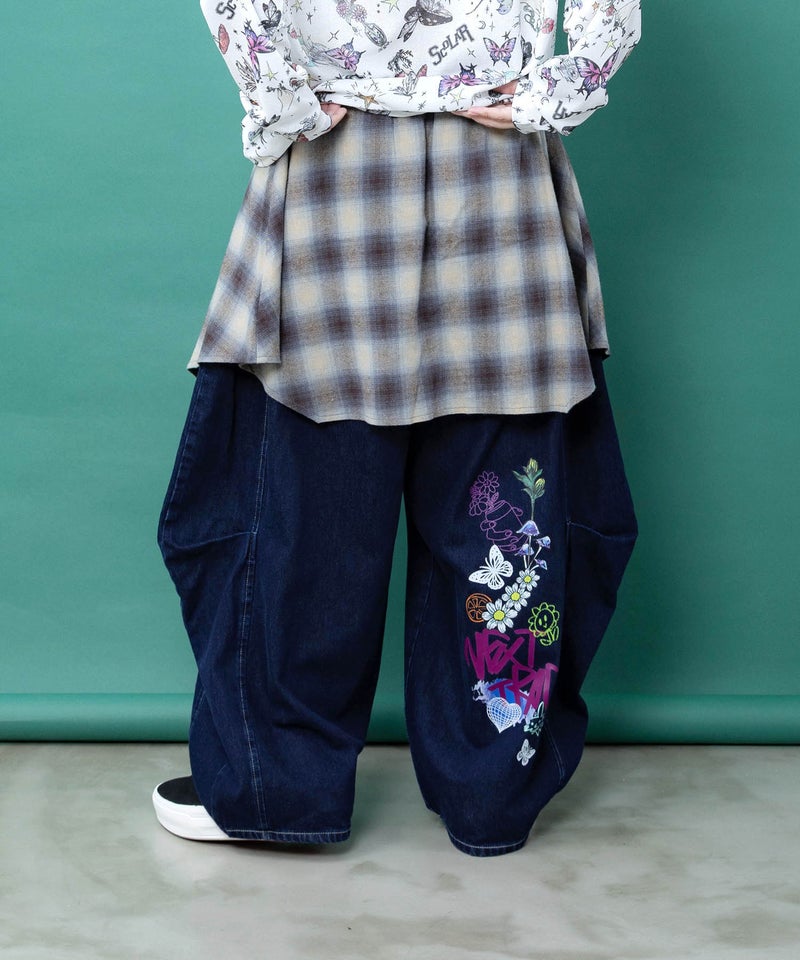 チェック巻きスカート付き 3wayデニムパンツ-5