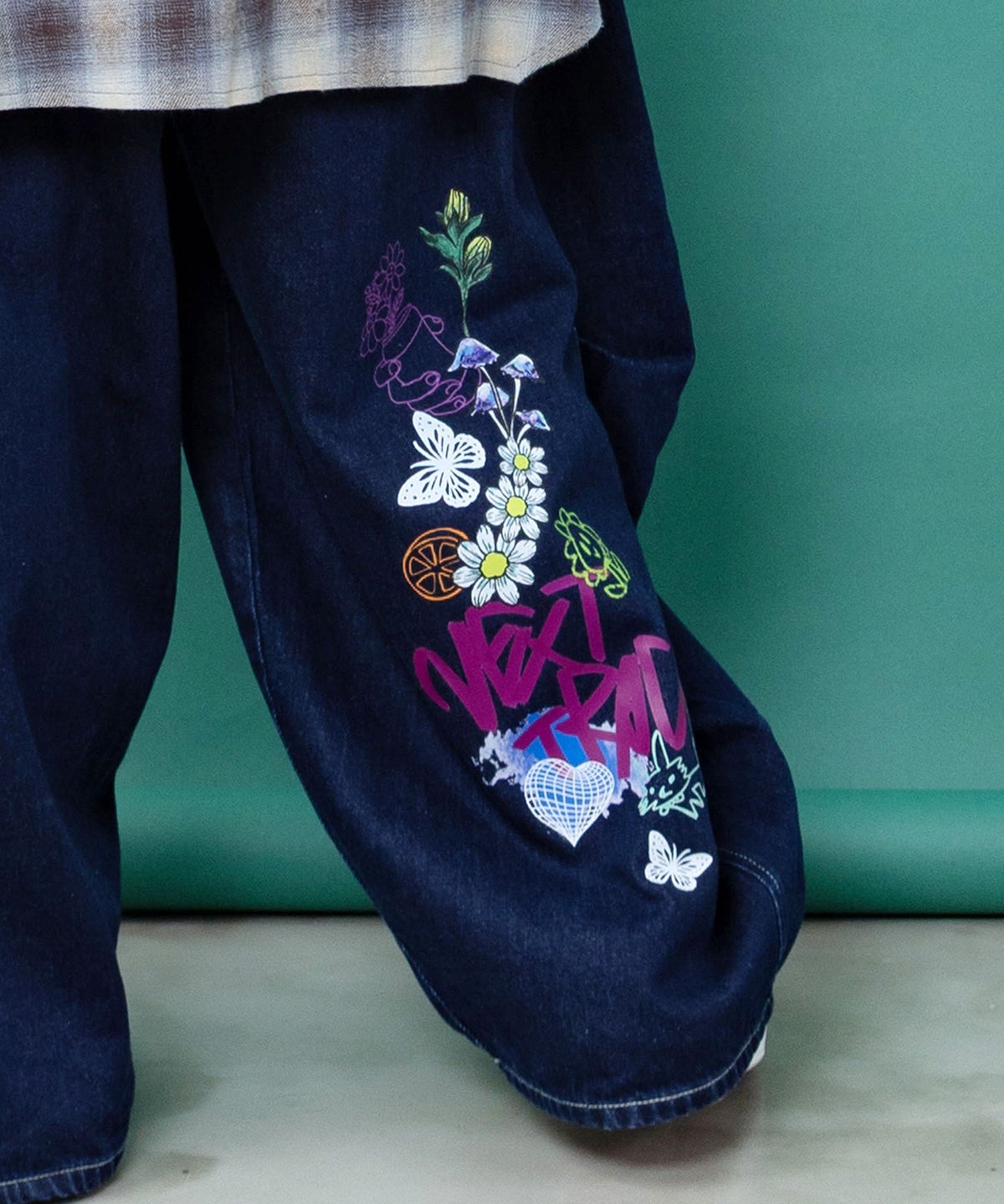 チェック巻きスカート付き 3wayデニムパンツ-8