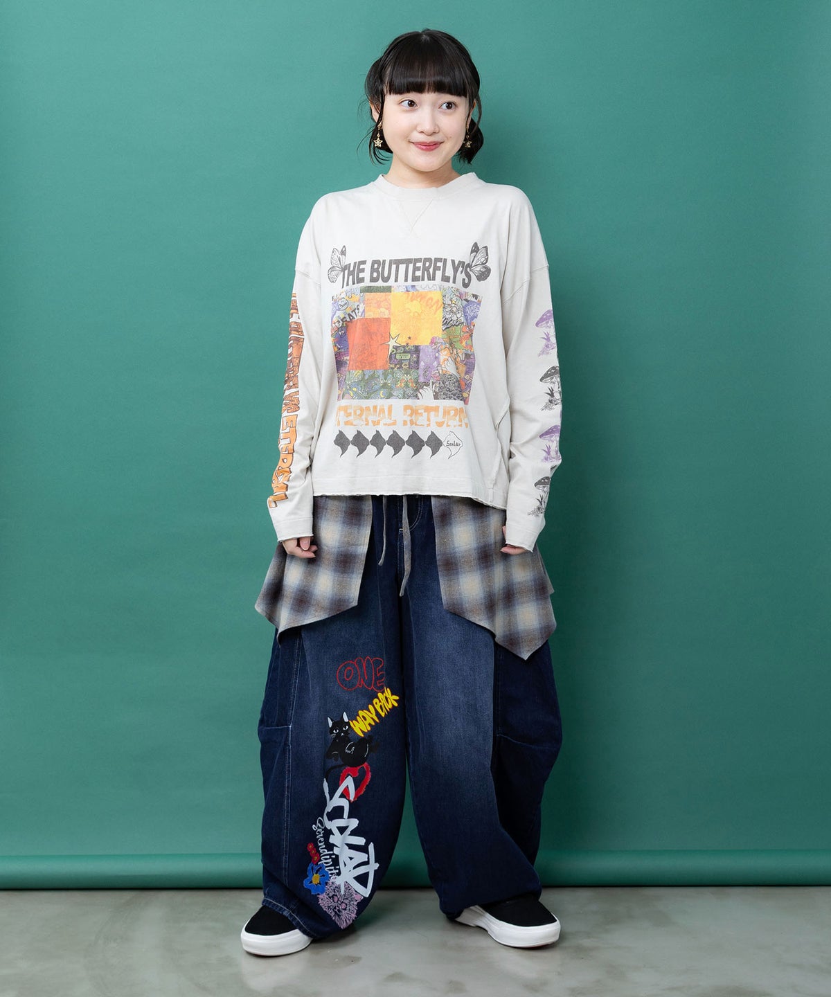 チェック巻きスカート付き 3wayデニムパンツ-9