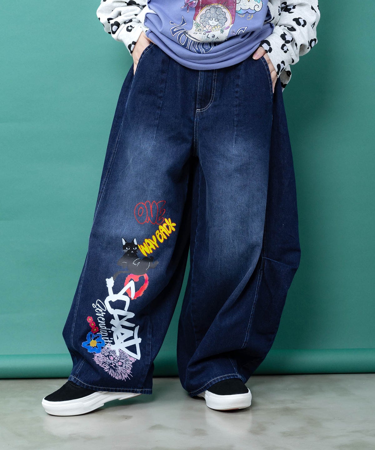 チェック巻きスカート付き 3wayデニムパンツ-10