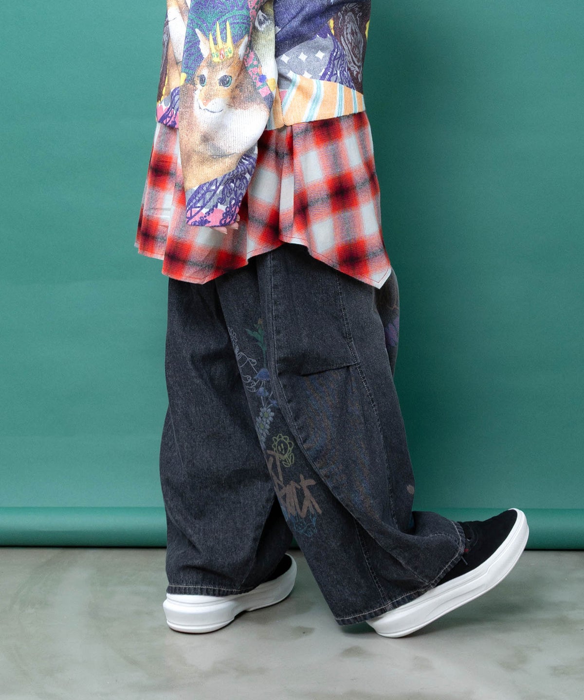 チェック巻きスカート付き 3wayデニムパンツ-15