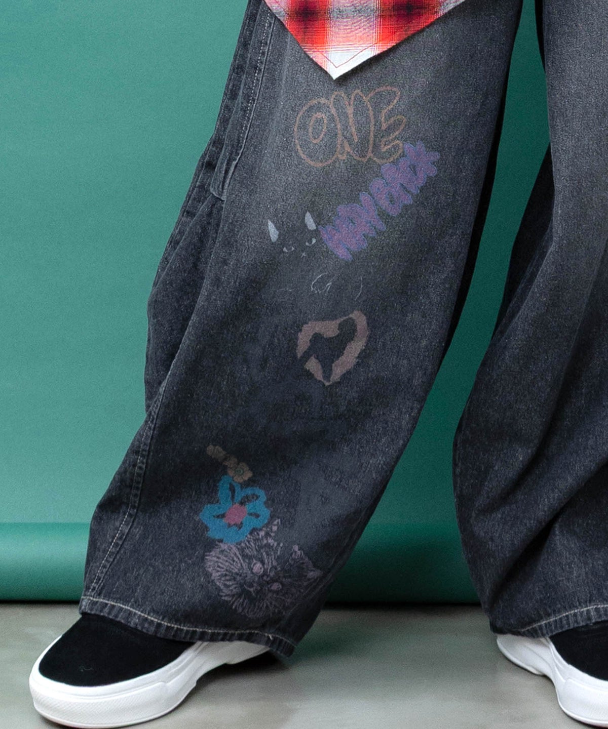 チェック巻きスカート付き 3wayデニムパンツ-17