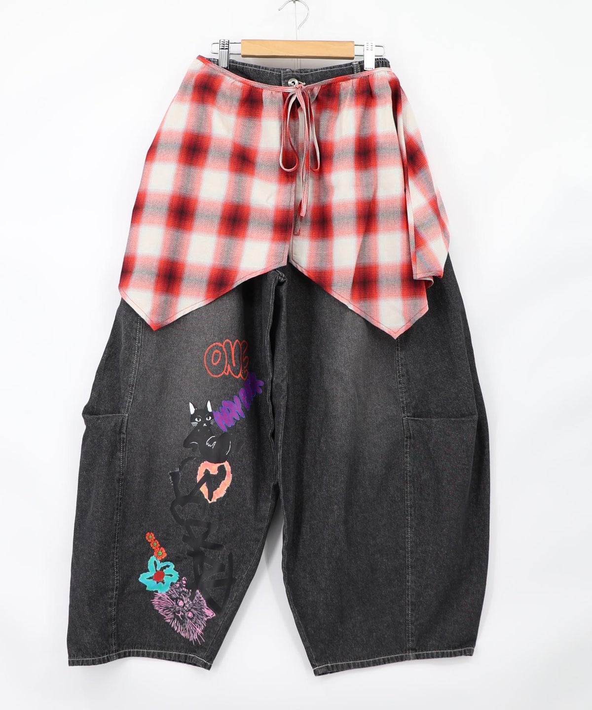 チェック巻きスカート付き 3wayデニムパンツ-19