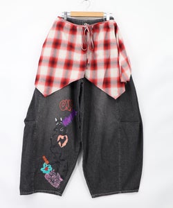 チェック巻きスカート付き 3wayデニムパンツ-19