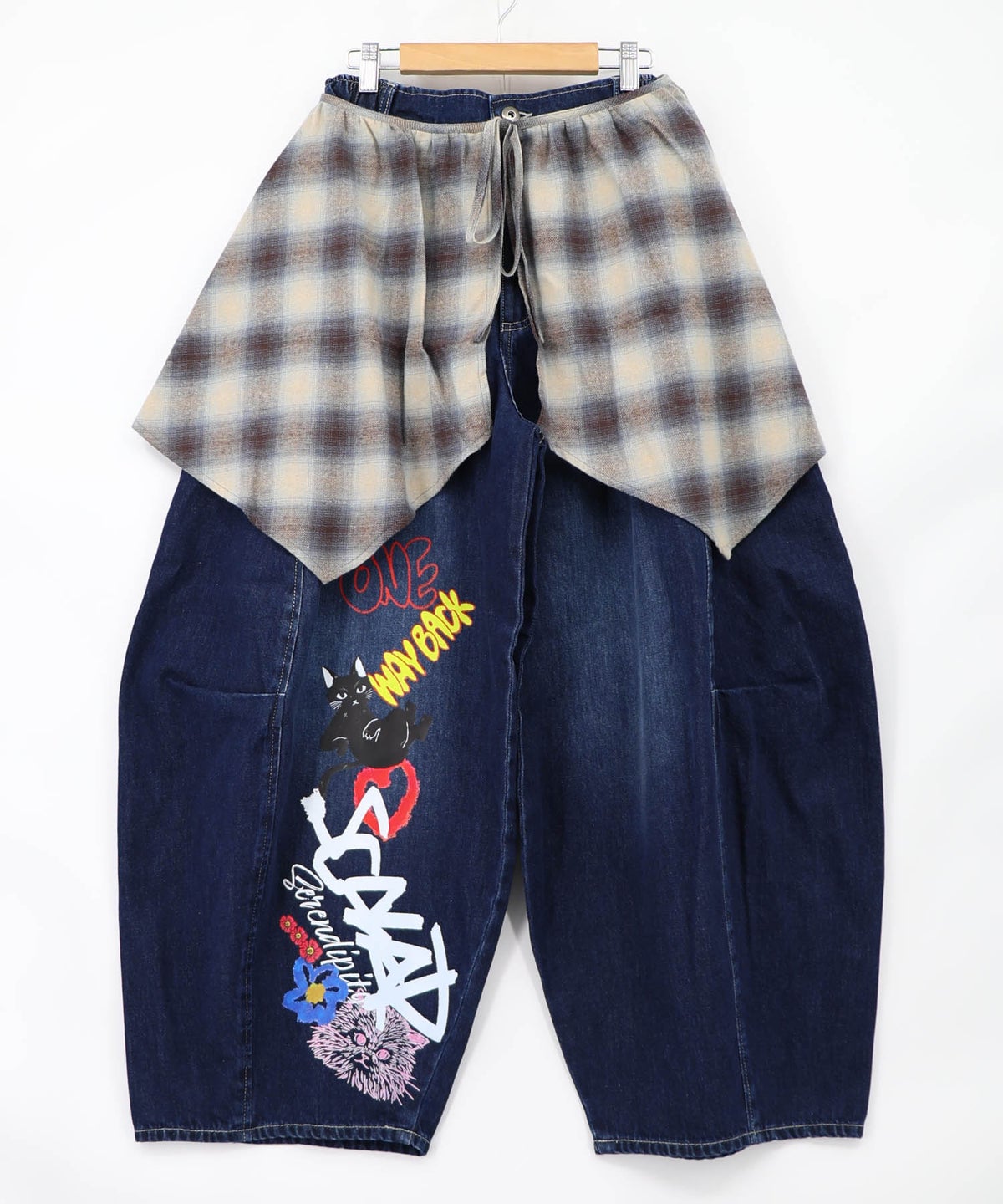 チェック巻きスカート付き 3wayデニムパンツ-23