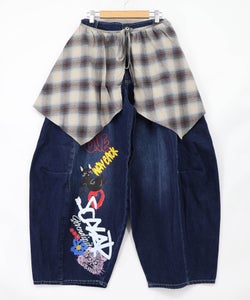 チェック巻きスカート付き 3wayデニムパンツ-23