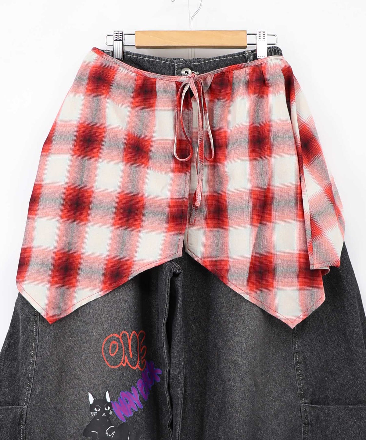 チェック巻きスカート付き 3wayデニムパンツ-27