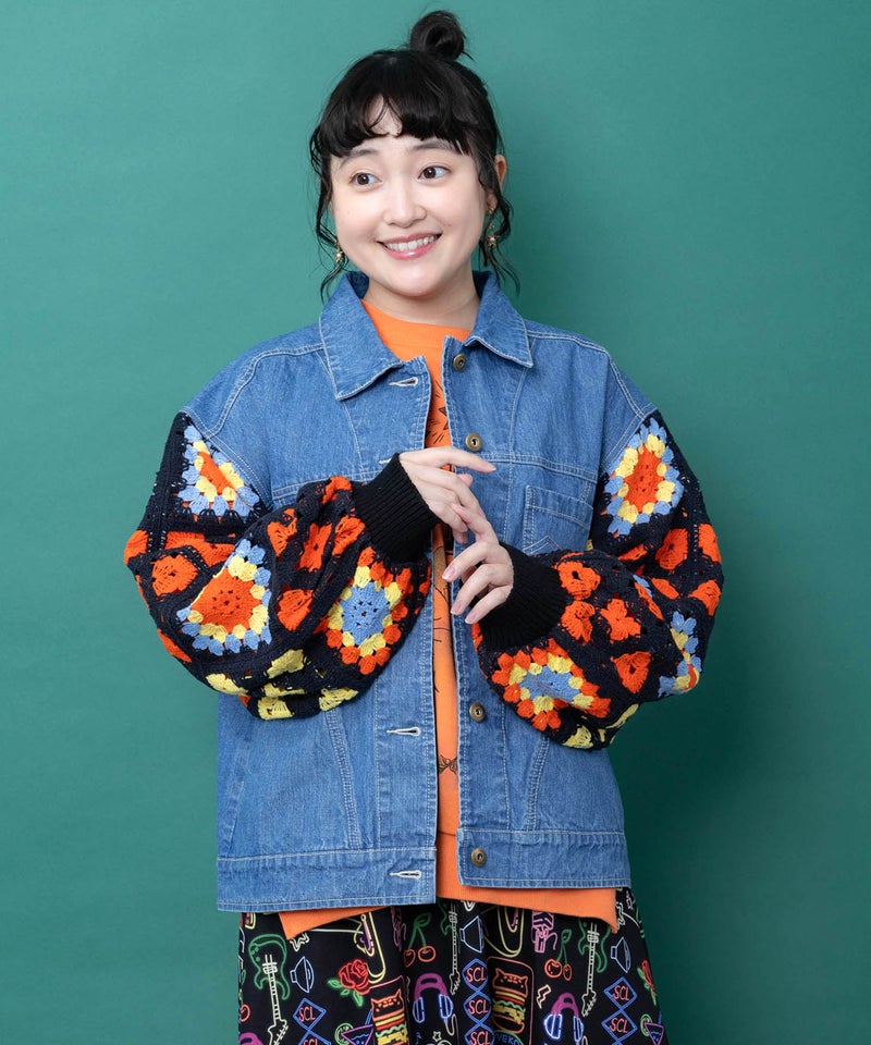 カギ編み袖×デニムジャケット-1