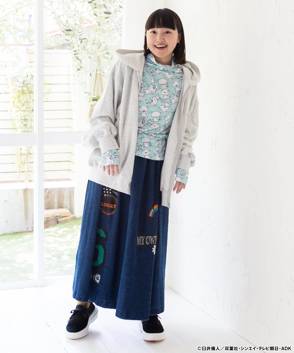 クレヨンしんちゃん×ScoLar 総柄 インナーT-14