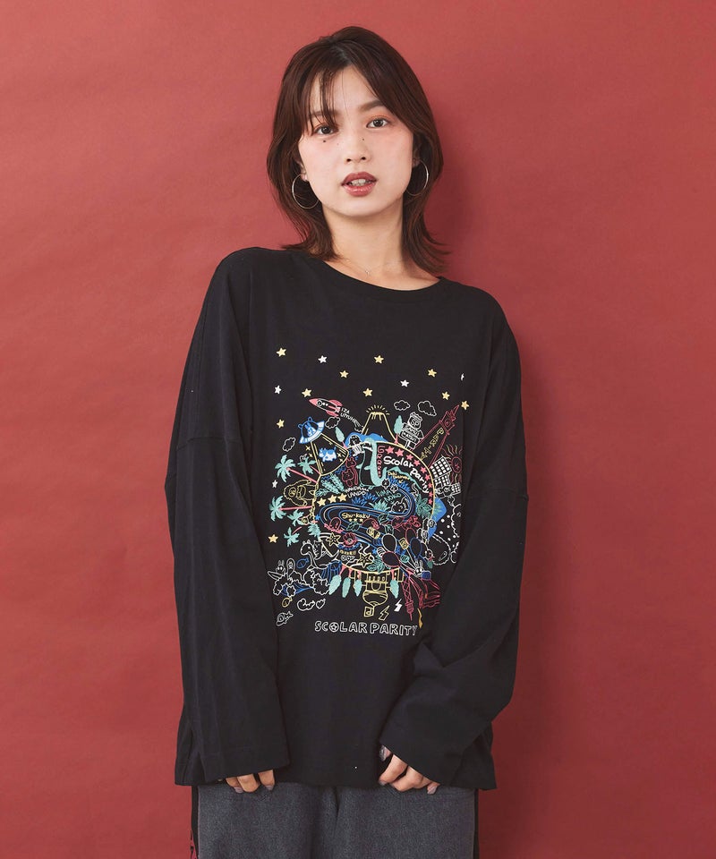 Parityキャラ 惑星ラメプリントTシャツ-1