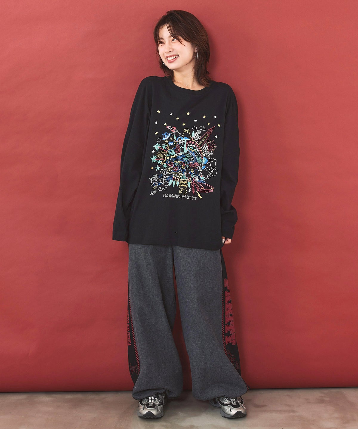 Parityキャラ 惑星ラメプリントTシャツ-2