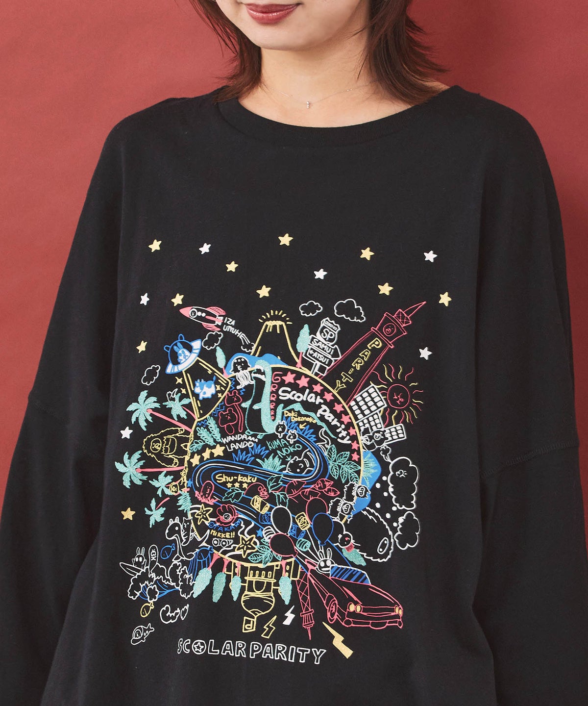 Parityキャラ 惑星ラメプリントTシャツ-5
