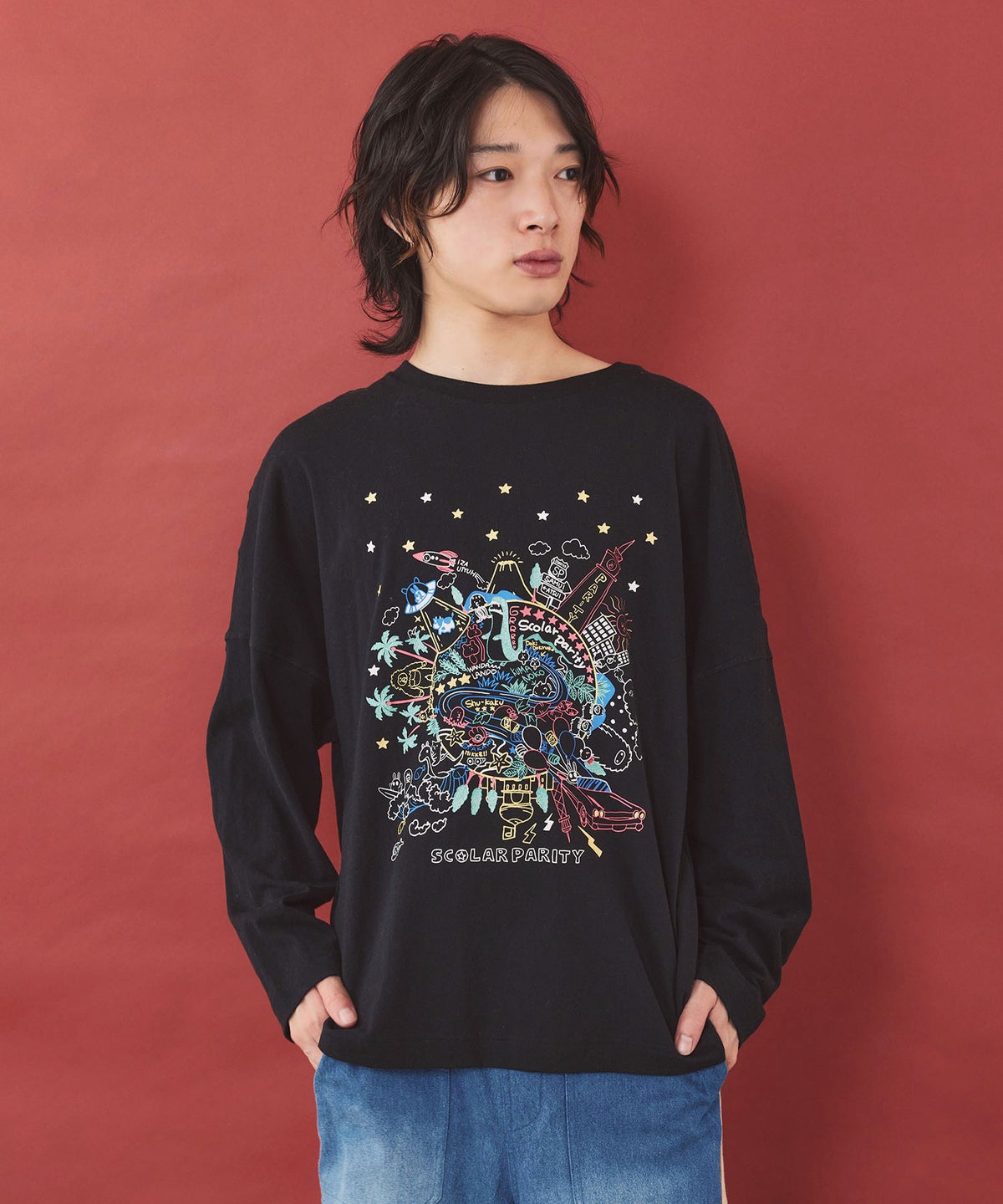 Parityキャラ 惑星ラメプリントTシャツ-7
