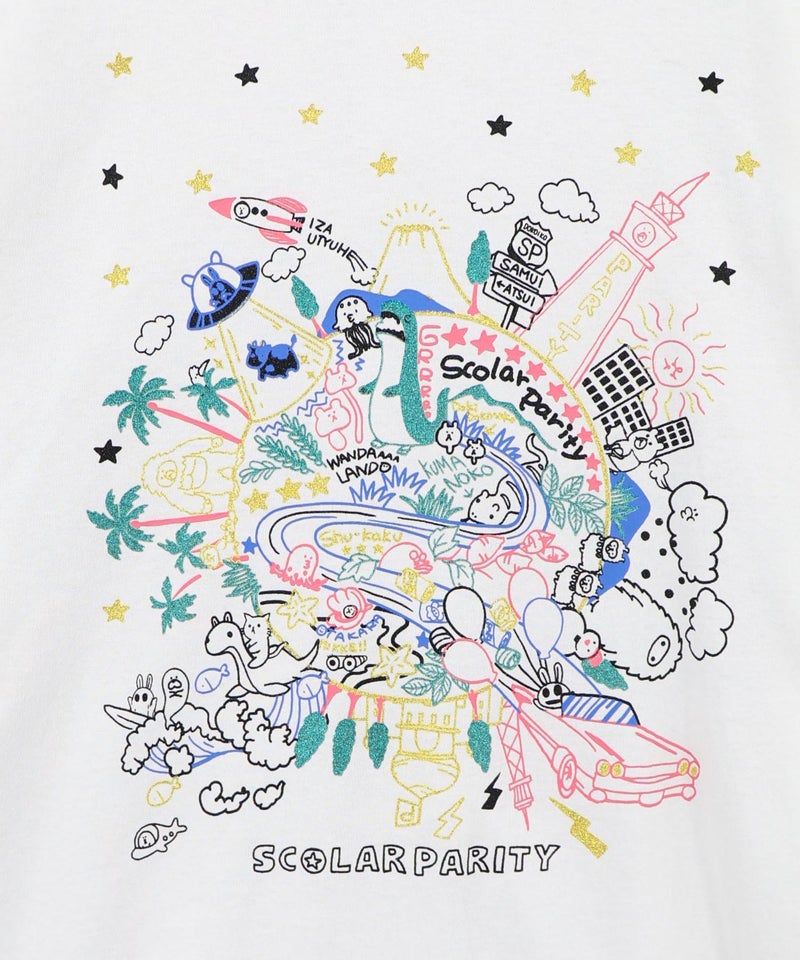 Parityキャラ 惑星ラメプリントTシャツ-9