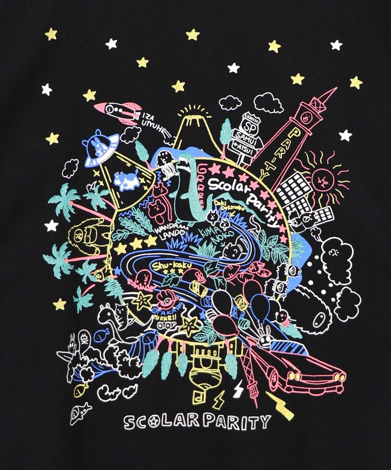 Parityキャラ 惑星ラメプリントTシャツ-11