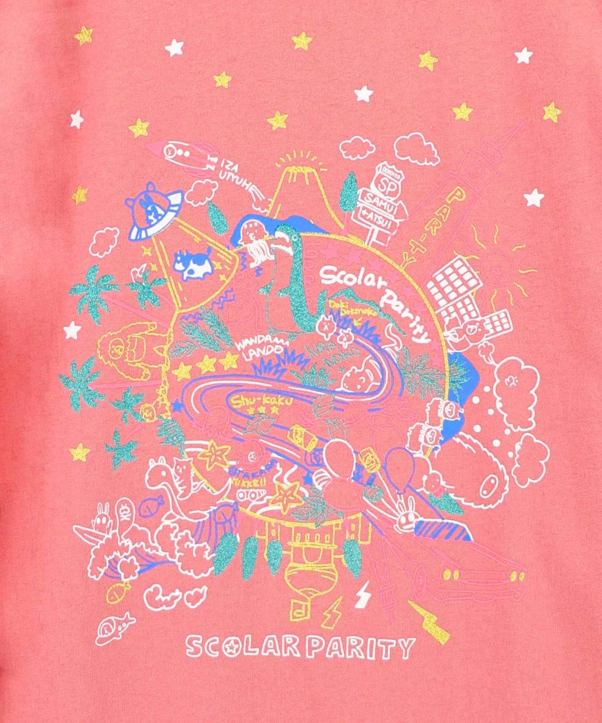 Parityキャラ 惑星ラメプリントTシャツ-13