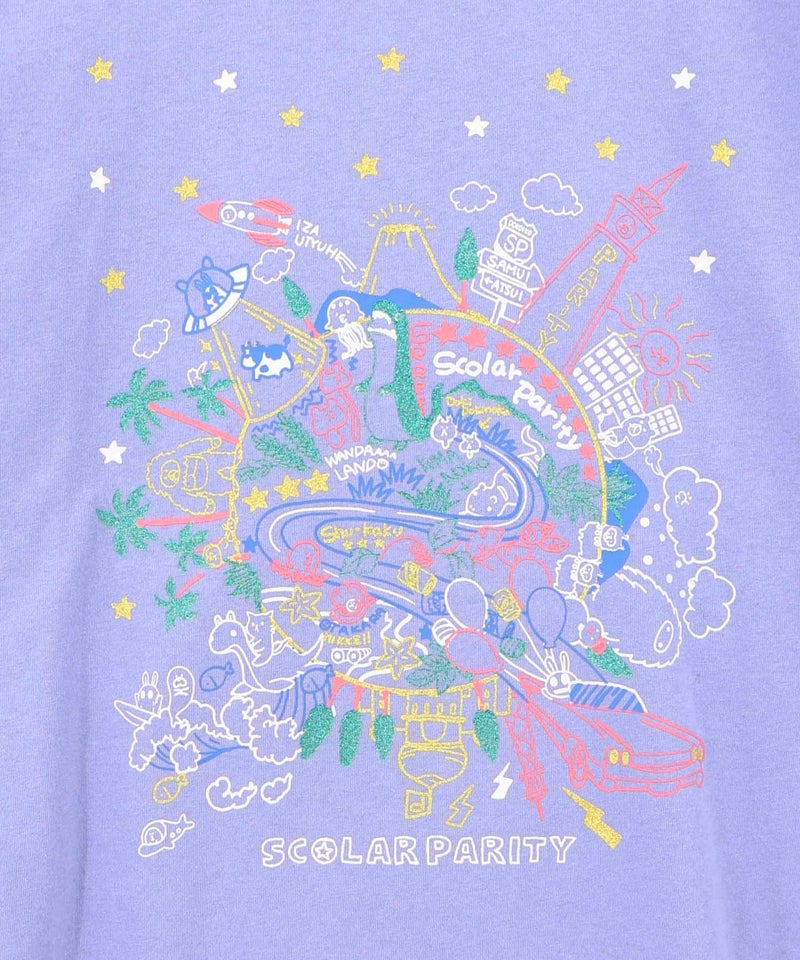 Parityキャラ 惑星ラメプリントTシャツ-15